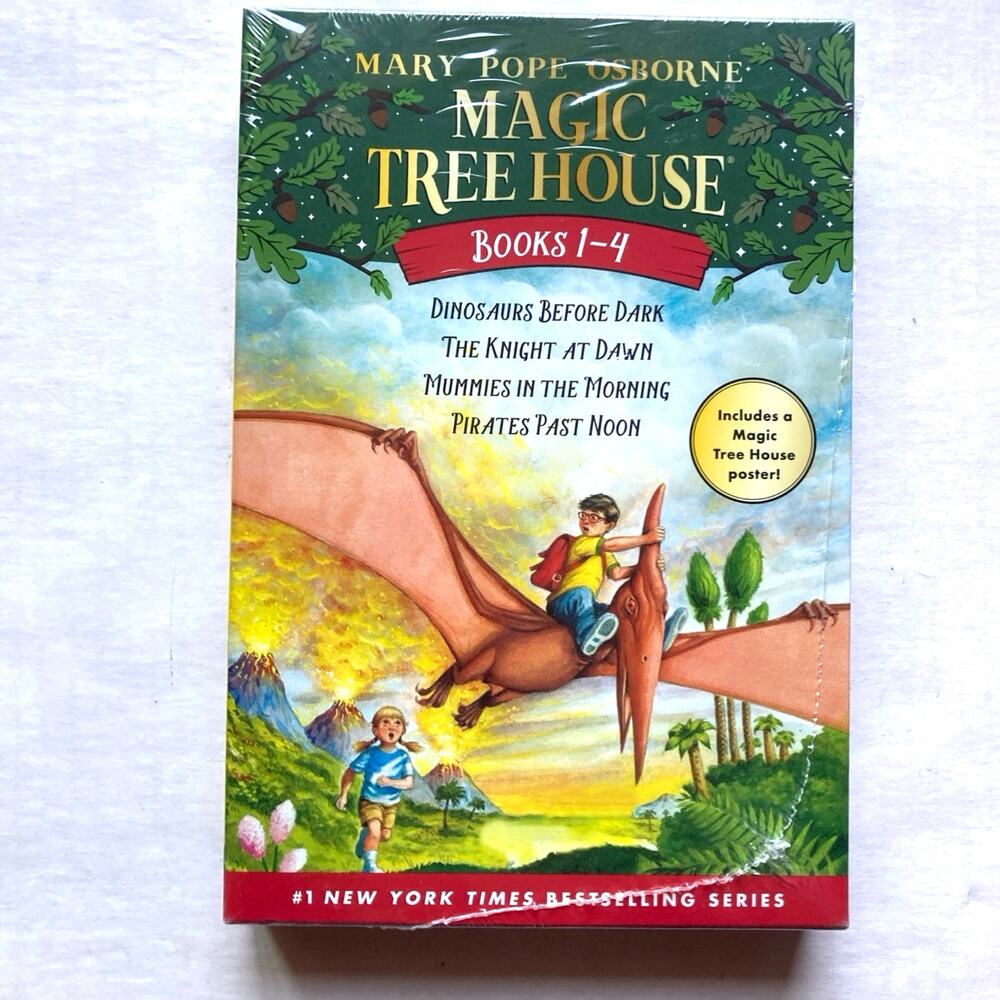 Magic Tree House Books 1-4 Box Set with Poster by Mary Pope Osborne SEALED